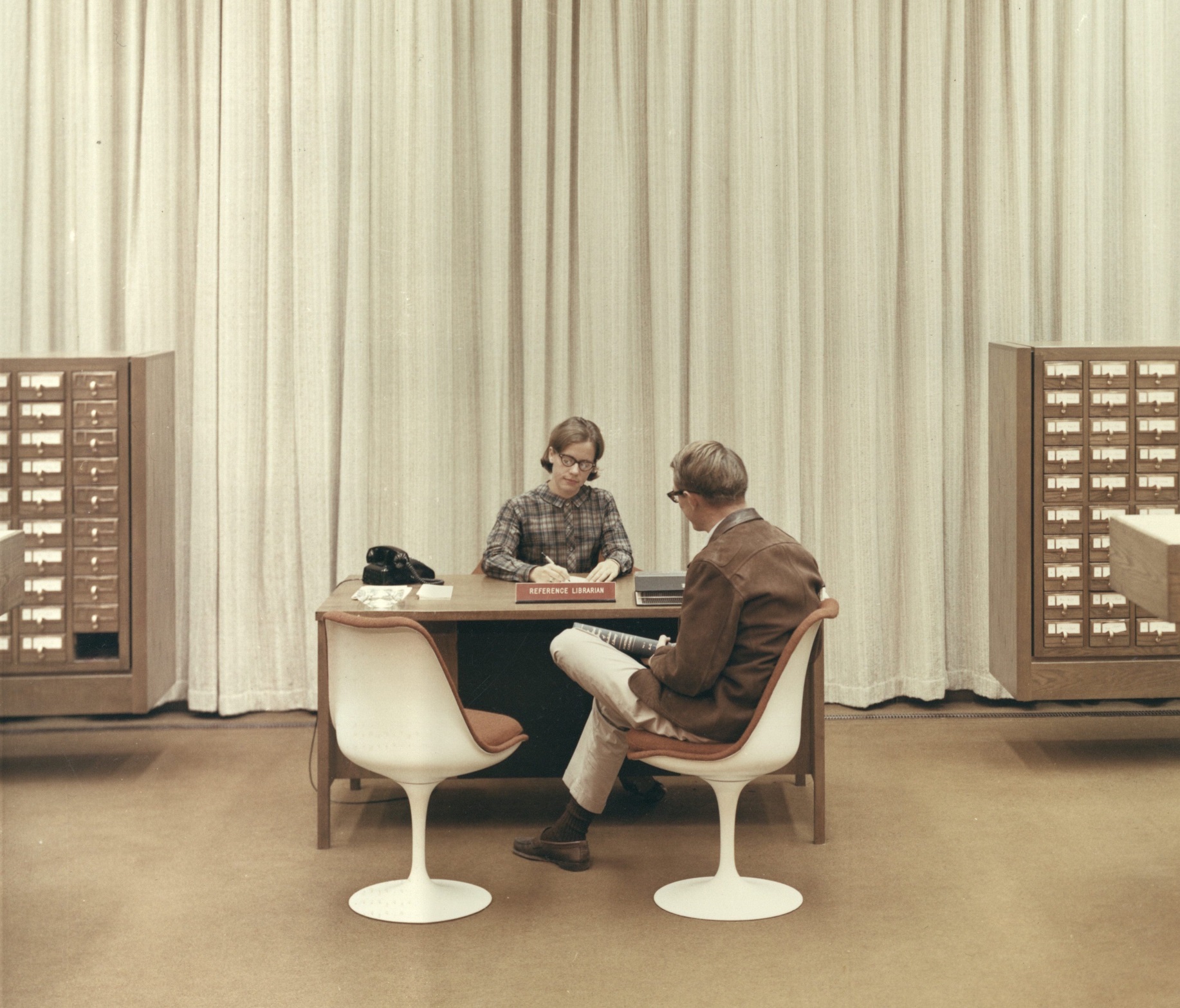 Research help at Countway Library, circa 1970s